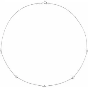 14K White 1/4 CTW Natural Diamond 5-Station 18" Necklace