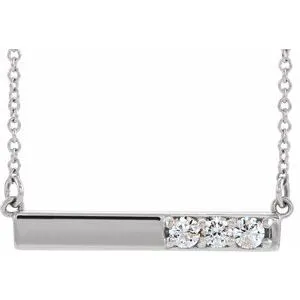 14K White 1/5 CTW Diamond Bar 16-18" Necklace