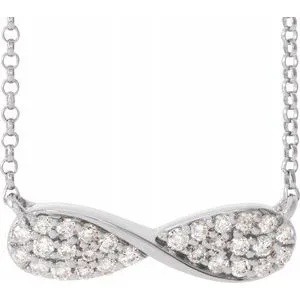 14K White 1/6 CTW Diamond Infinity-Inspired 15-17" Necklace