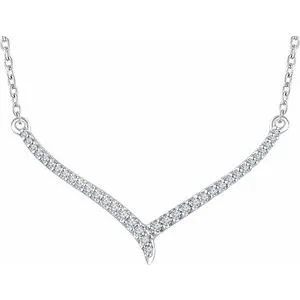 14K White 1/6 CTW Diamond "V" 16-18" Necklace