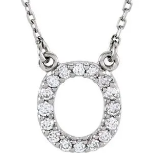 14K White 1/6 CTW Natural Diamond Initial O 16" Necklace