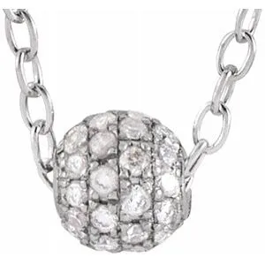 14K White 1/8 CTW Diamond Pavé 3 mm Ball 16-18" Necklace