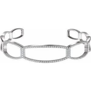 14K White 3/4 CTW Diamond Cuff 6 1/4" Bracelet