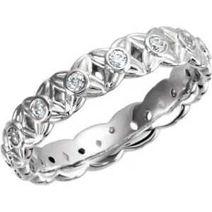 14K White 3/8 CTW Diamond Sculptural-Inspired Eternity Band Size 5.5