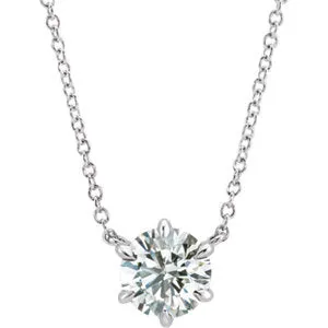 14K White 5/8 CT Diamond Solitaire 18" Necklace