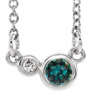 14K White Alexandrite & .03 CTW Diamond 16" Necklace