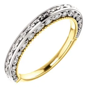 14K White & Yellow .08 CTW Diamond Vintage-Inspired Band