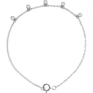 14K White Beaded 5-Station 7" Bracelet