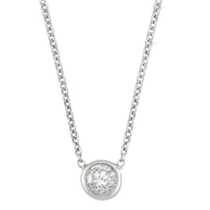 14K White Gold (0.25ct) Bezel Set Diamond Solitaire Necklace