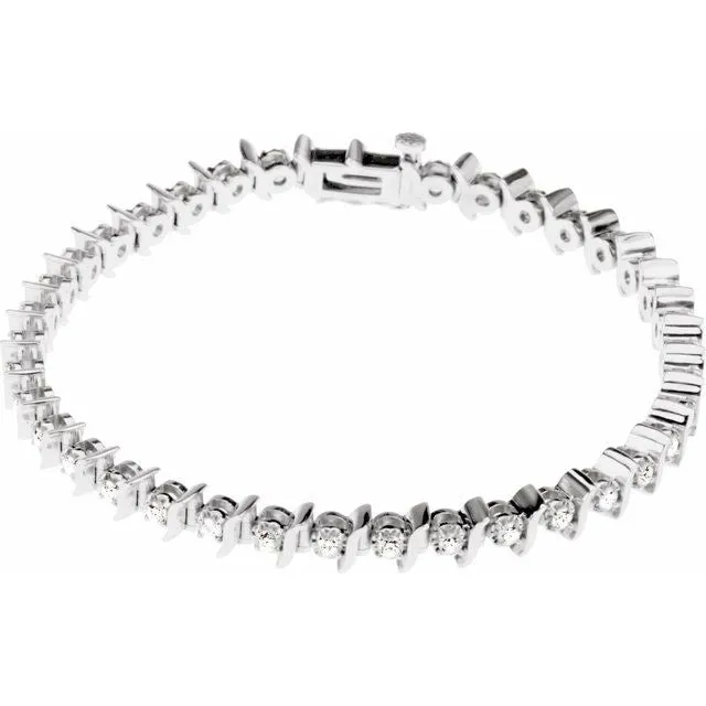 14K White Gold 1 1/2 CTW Natural Diamond Line 7 1/4" Bracelet