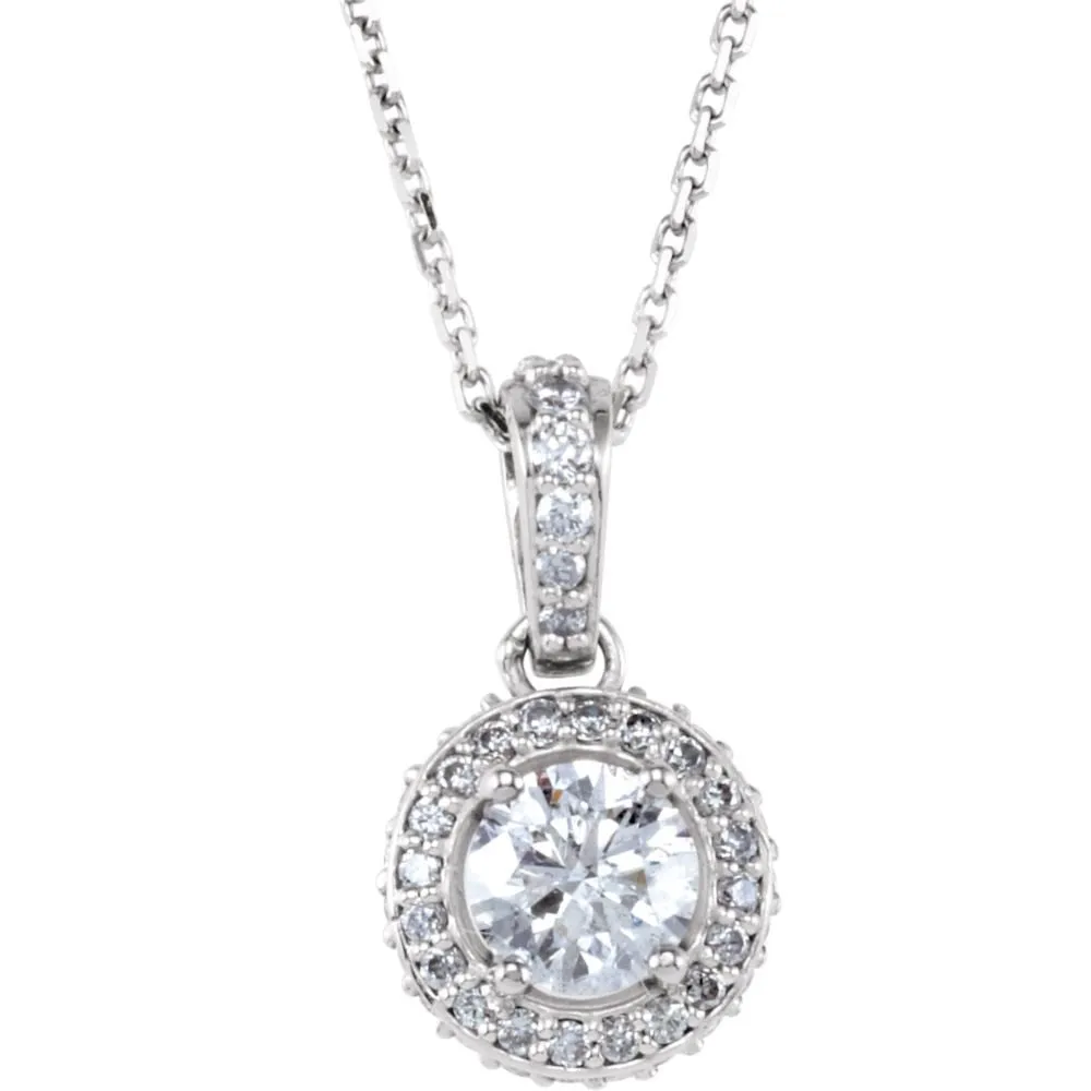 14k White Gold 1 CTW Diamond 18" Necklace