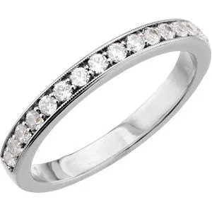14k White Gold 1/3 CTW Diamond Band for 5.8 & 6.5mm Round Engagement Ring, Size 7