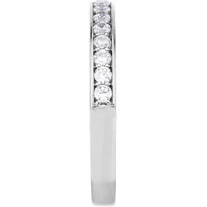 14k White Gold 1/3 CTW Diamond Band for 5.8 & 6.5mm Round Engagement Ring, Size 7