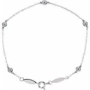 14K White Gold 1/3 CTW Natural Diamond Bezel-Set Station 7" Bracelet