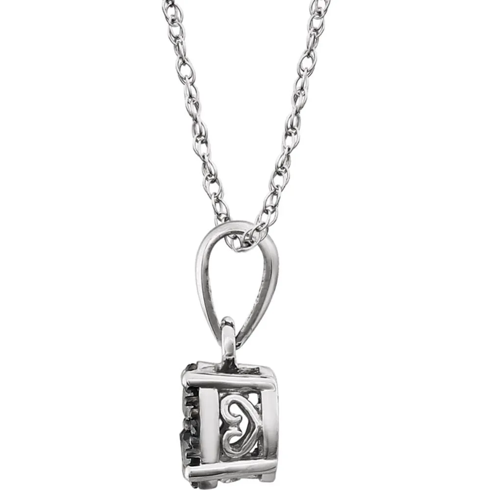 14k White Gold 1/5 CTW Black Diamond 18" Necklace