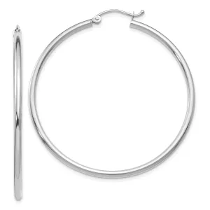 14k White Gold 2-MM Hoop Earrings