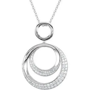 14k White Gold Diamond Circle Necklace