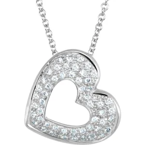 14k White Gold Diamond Heart Necklace