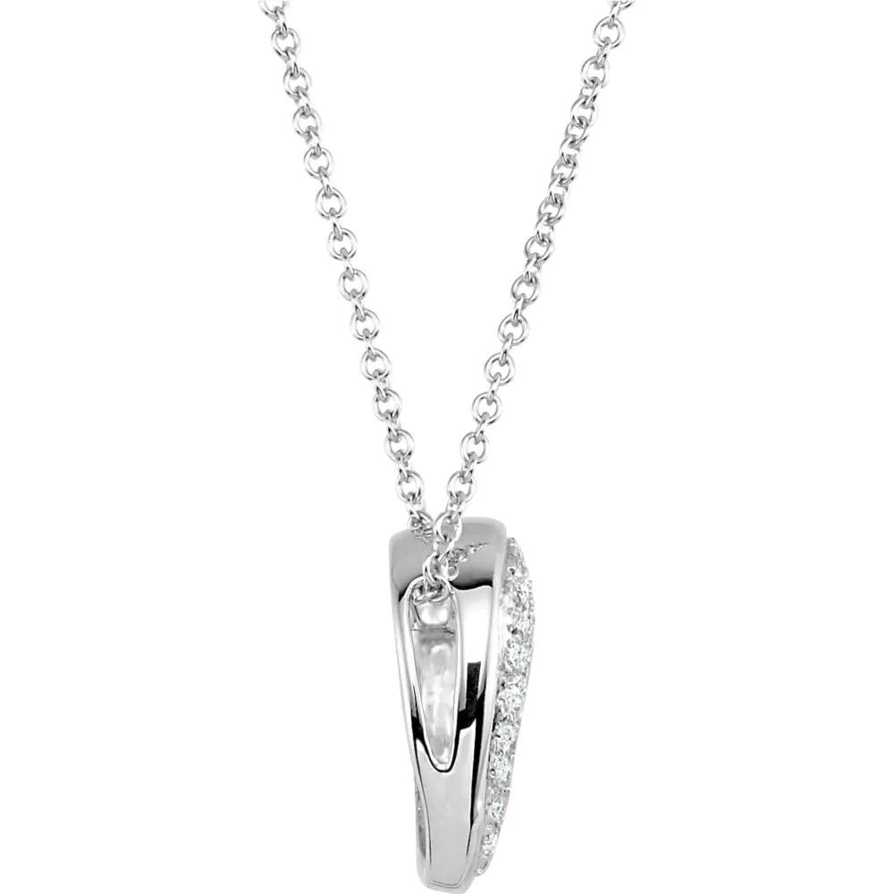 14k White Gold Diamond Heart Necklace