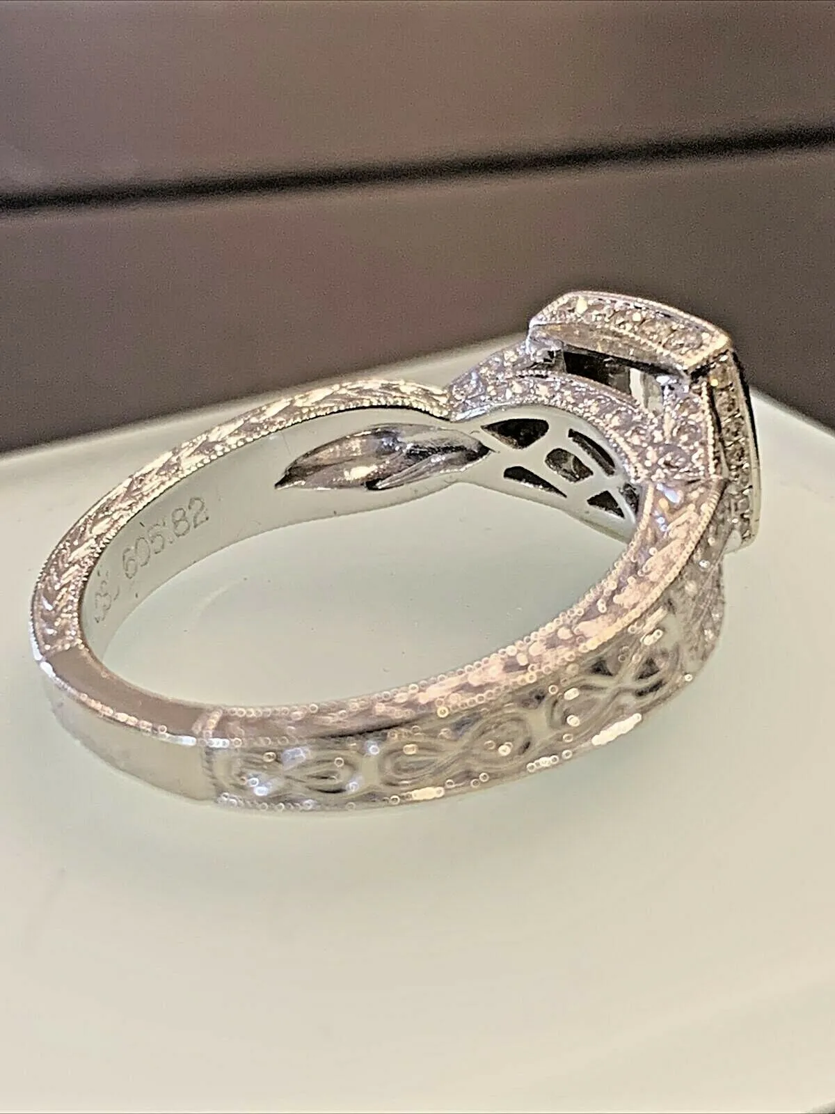 14k White Gold Diamond Ring .30ct Center Stone .65ctw Size 6 3/4 Looks New