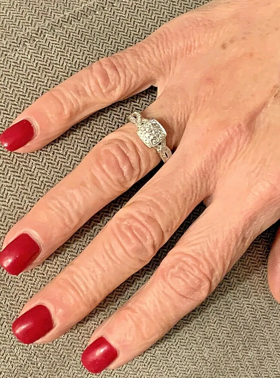 14k White Gold Diamond Ring .30ct Center Stone .65ctw Size 6 3/4 Looks New
