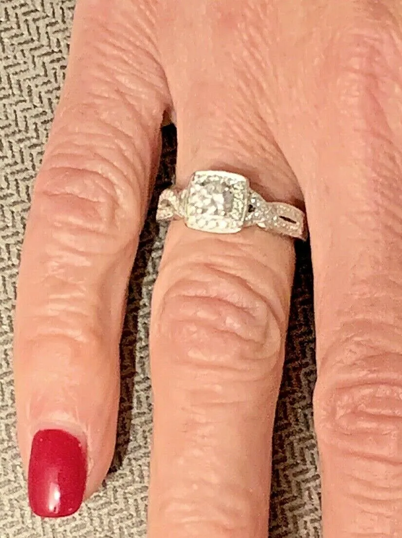 14k White Gold Diamond Ring .30ct Center Stone .65ctw Size 6 3/4 Looks New