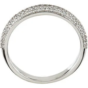 14k White Gold Pavé Accented Engagement Ring or Band, Size 7