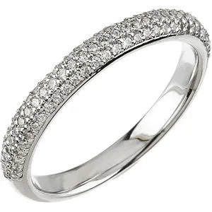 14k White Gold Pavé Accented Engagement Ring or Band, Size 7
