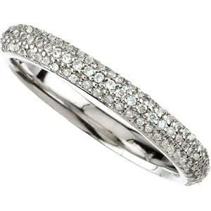 14k White Gold Pavé Accented Engagement Ring or Band, Size 7