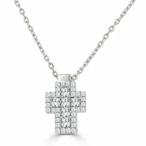 14K White Natural Diamond 18 inch Necklace