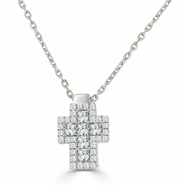 14K White Natural Diamond 18 inch Necklace