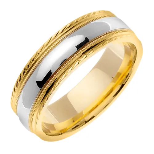14K White or Yellow/White Milgrain Edge Ring Band