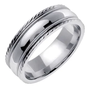 14K White or Yellow/White Milgrain Edge Ring Band