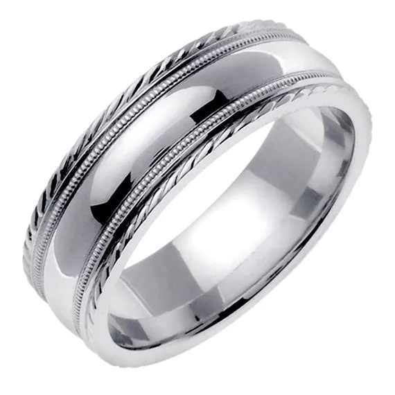 14K White or Yellow/White Milgrain Edge Ring Band