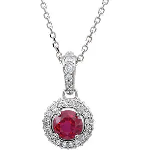 14K White Ruby & 1/4 CTW Diamond 18" Necklace