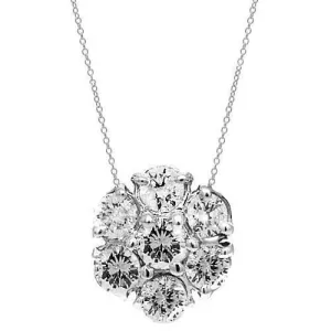 14K White Solid Gold Womens Diamond Necklace 1.00 Ctw