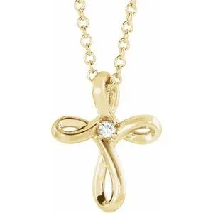 14K Yellow .015 CTW Diamond Cross 16-18" Necklace