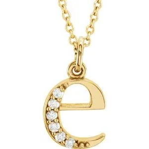 14K Yellow .03 CTW Diamond Lowercase Initial e 16" Necklace