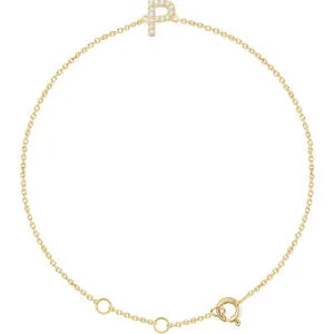 14K Yellow .05 CTW Diamond Initial P 6-7" Bracelet