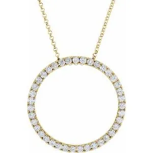 14K Yellow 1 CTW Diamond Circle 18" Necklace