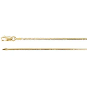 14K Yellow 1 mm Square Diamond-Cut Snake "7" Chain