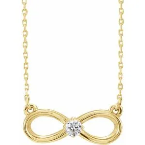 14K Yellow 1/10 CT Diamond Infinity-Inspired 16-18" Necklace