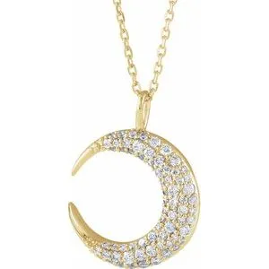 14K Yellow 1/3 CTW Diamond Crescent Moon 16-18" Necklace