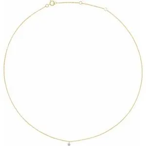 14K Yellow 1/6 CT Drilled Natural Diamond Solitaire 16-18" Necklace