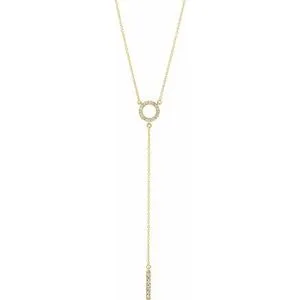 14K Yellow 1/6 CTW Diamond Circle 16-18" Bar Y Necklace