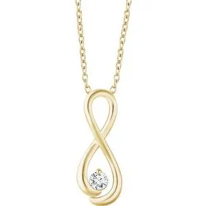 14K Yellow 1/6 CTW Diamond Infinity-Inspired 16-18" Necklace
