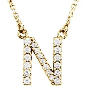 14K Yellow 1/6 CTW Natural Diamond Initial N 16" Necklace