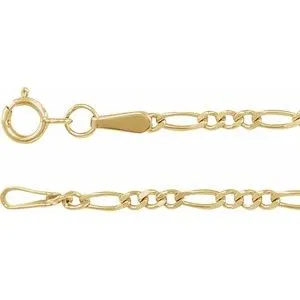 14K Yellow 1.9 mm Diamond-Cut Figaro 20" Chain