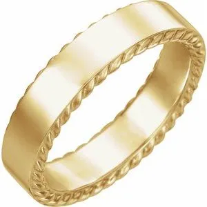 14K Yellow 6 mm Rope Pattern Band Size 9.5
