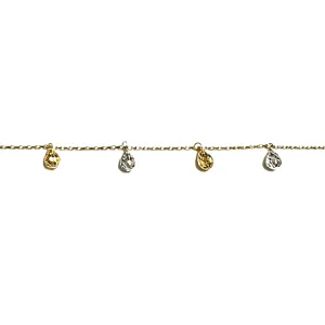 14K Yellow and White Gold Dangle Diamond Cut Pear Beads